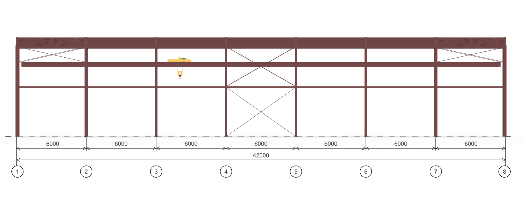 Каркас производственного цеха с кран-балкой, 630 кв.м