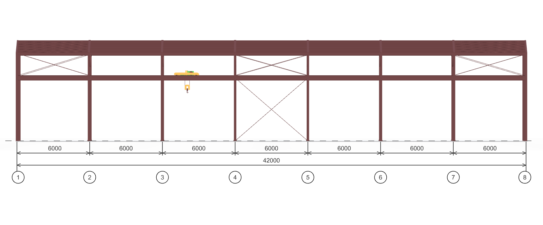 Каркас производственного здания с кран-балкой, 882 кв.м