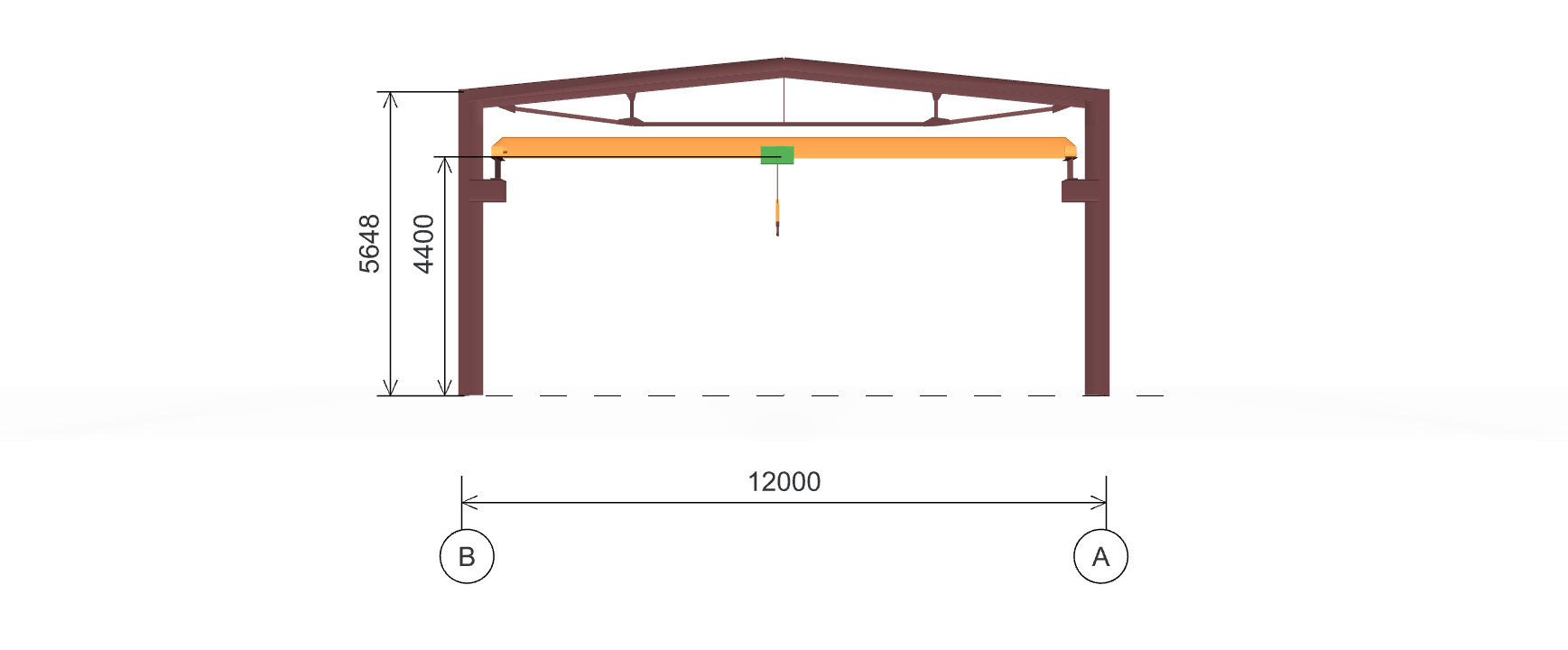 Каркас производственного здания с кран-балкой, 360 кв.м