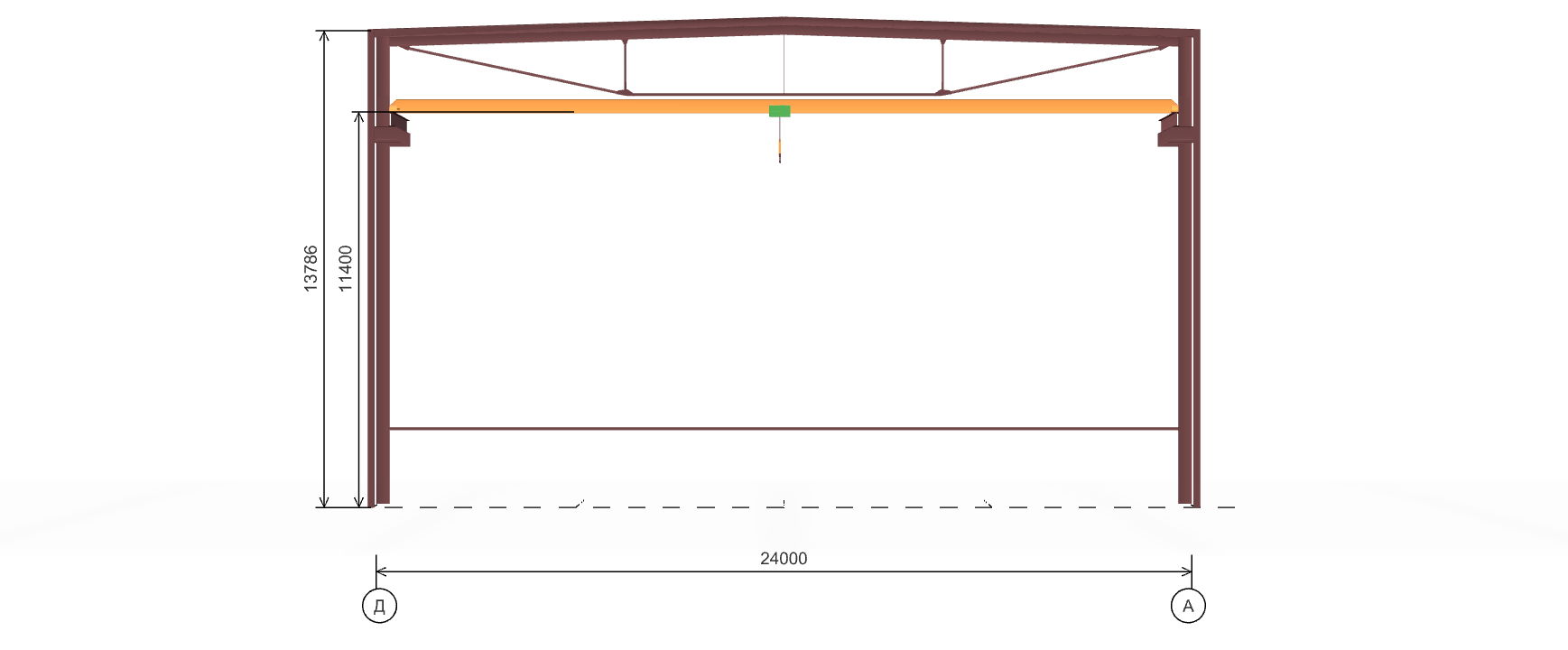 Производственное здание с кран-балкой, 2304 кв.м