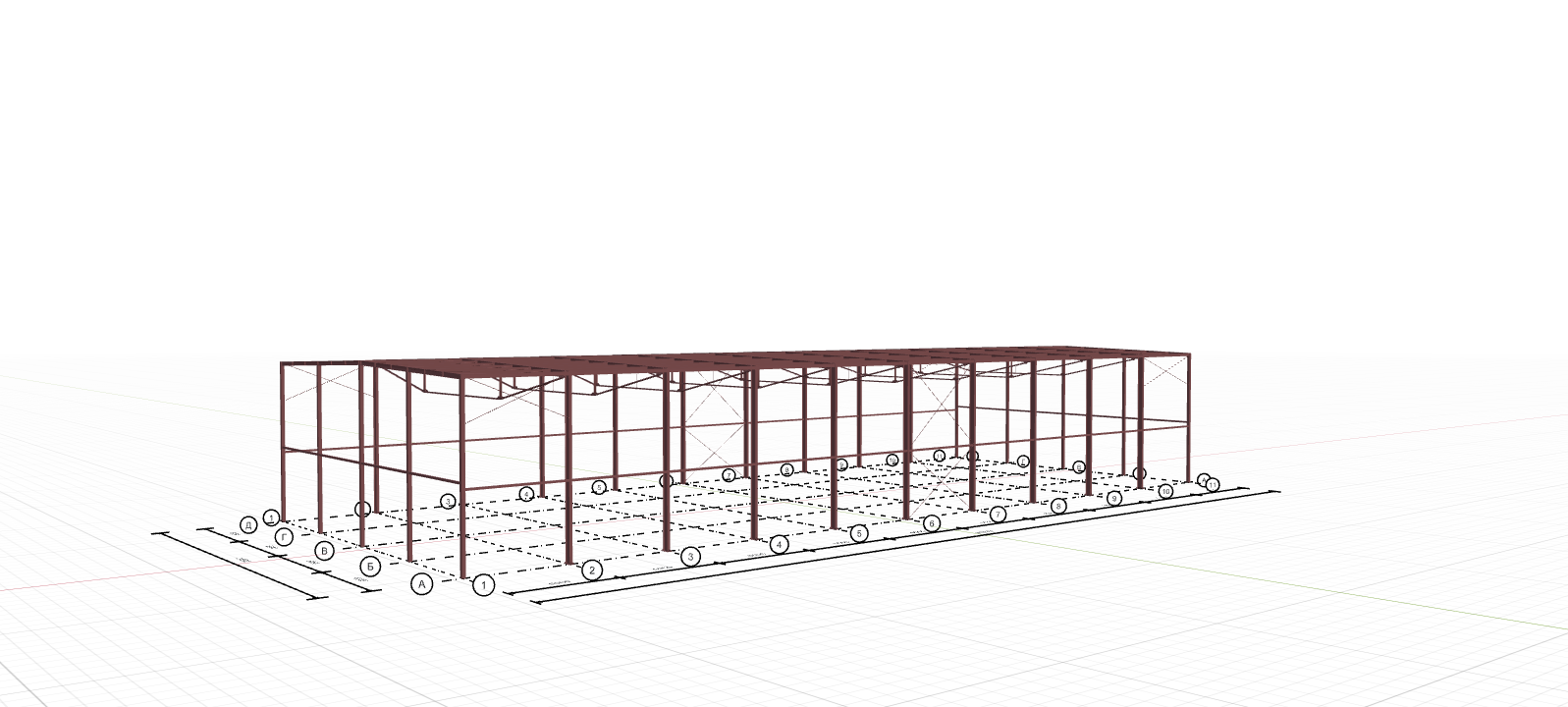 Каркас производственного цеха с кран-балкой, 1440 кв.м