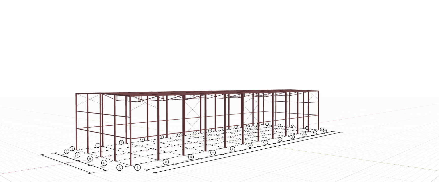 Каркас производственного цеха с кран-балкой, 1386 кв.м