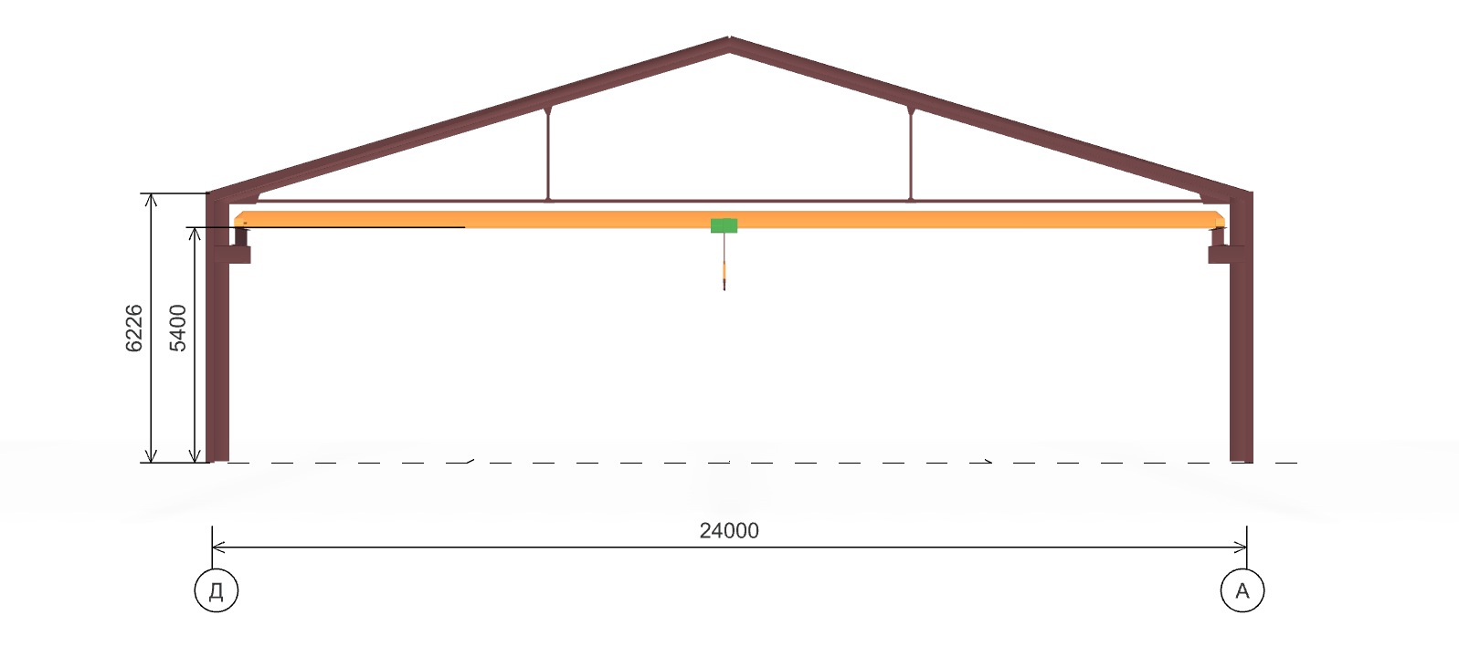 Производственное здание с кран-балкой, 1008 кв.м