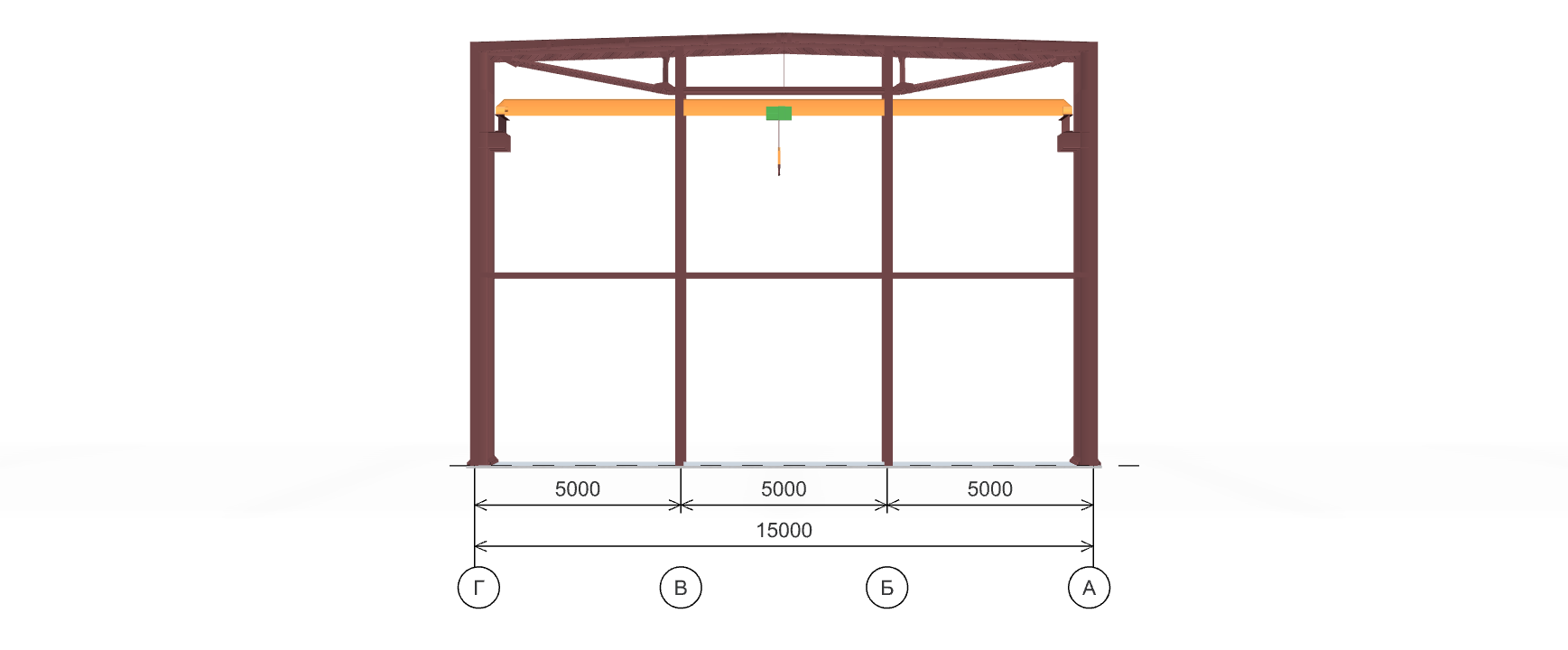 Каркас склада с кран-балкой, 810 кв.м