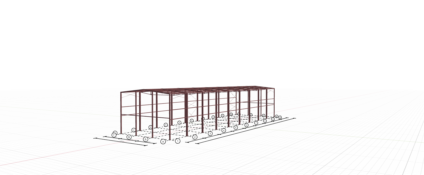 Каркас производственного здания с кран-балкой, 810 кв.м