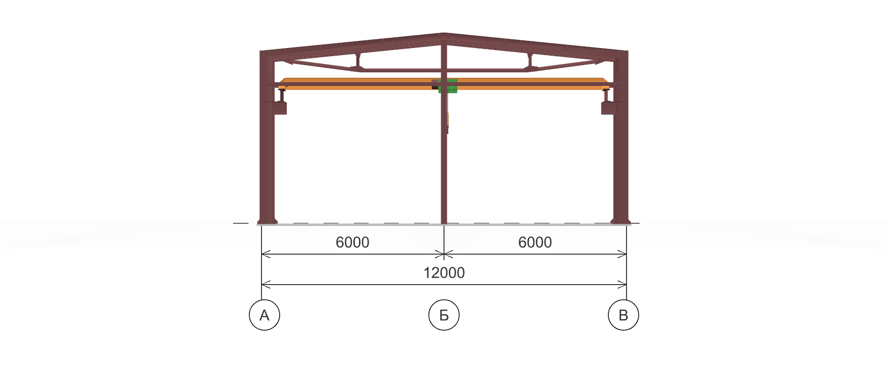 Каркас производственного здания с кран-балкой, 360 кв.м