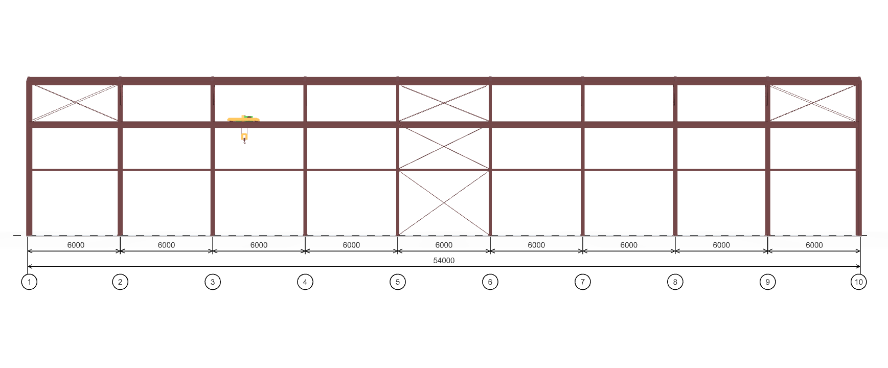Каркас производственного здания с кран-балкой, 1134 кв.м