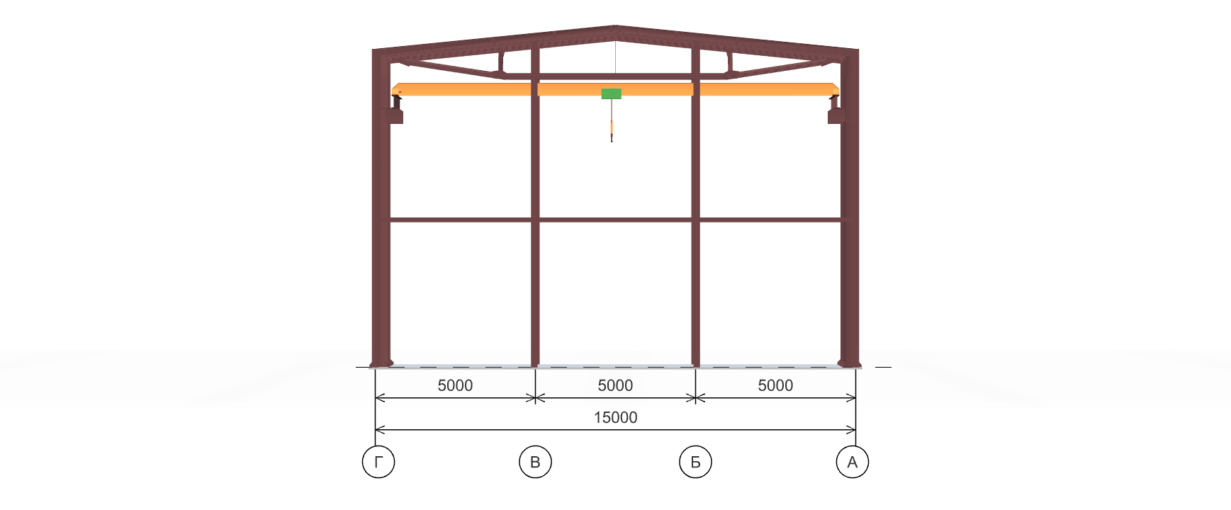 Каркас производственного здания с кран-балкой, 810 кв.м