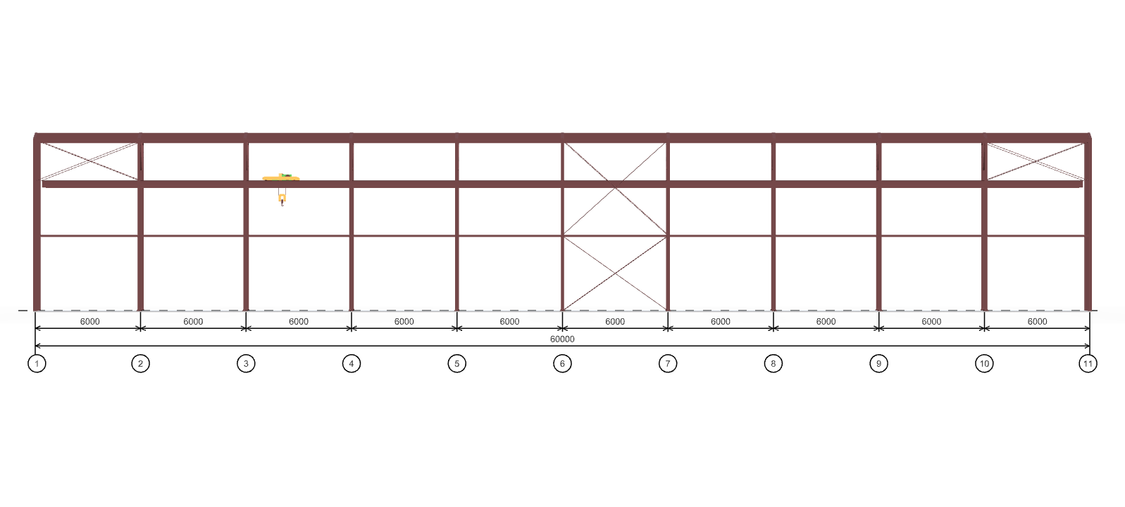 Каркас производственного цеха с кран-балкой, 1440 кв.м