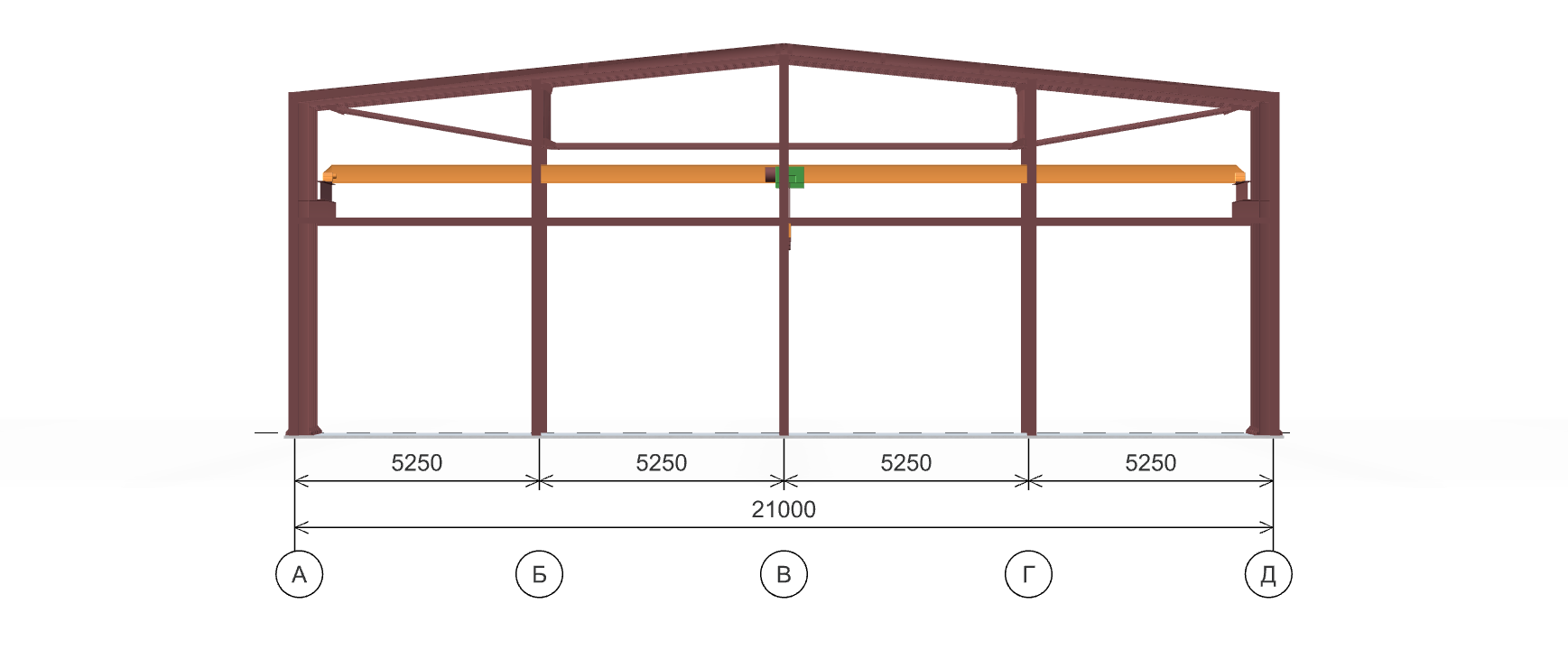 Каркас производственного здания с кран-балкой, 882 кв.м