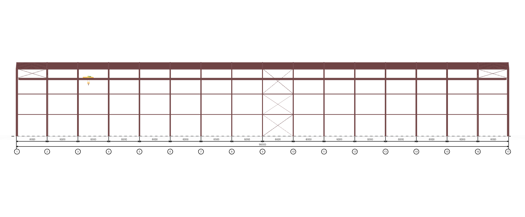 Каркас производственного цеха с кран-балкой, 2304 кв.м