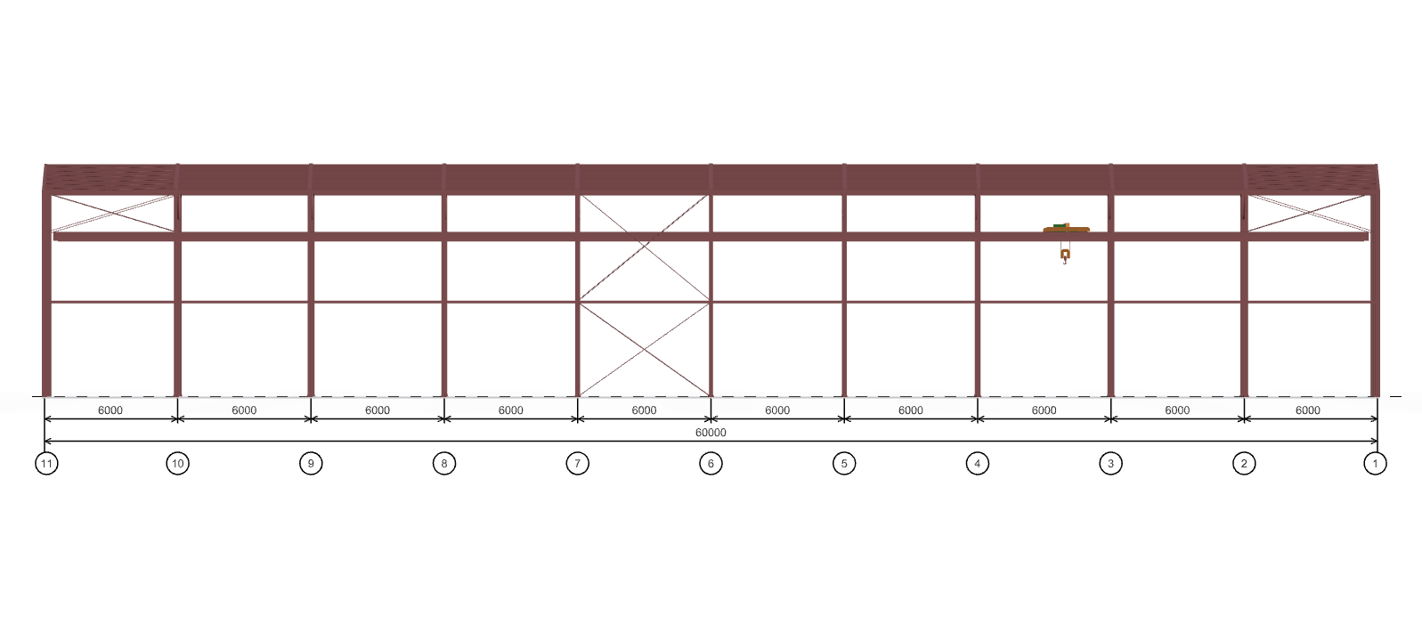 Каркас производственного цеха с кран-балкой, 1440 кв.м