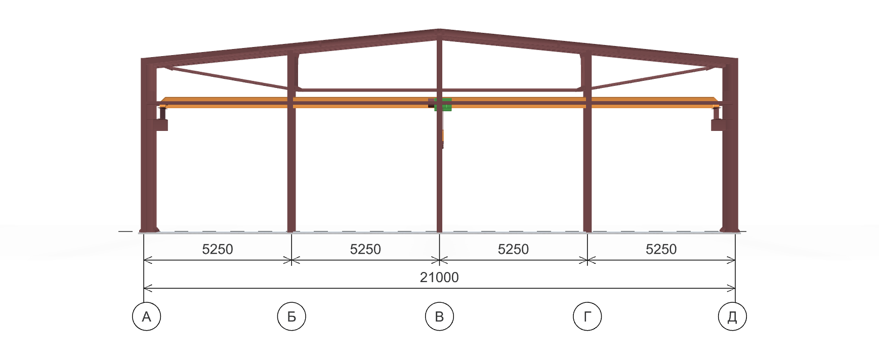Каркас ангара с кран-балкой, 630 кв.м