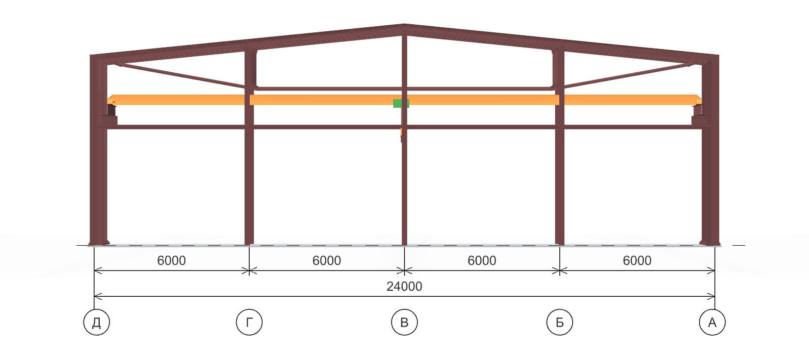 Каркас производственного здания с кран-балкой, 1008 кв.м