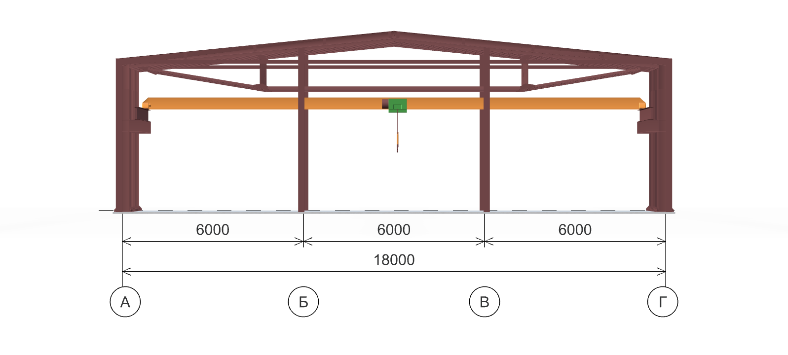 Каркас для производственного здания, 1080 кв.м