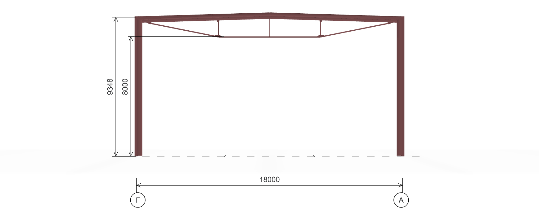 Каркас для автосалона, 864 кв.м 
