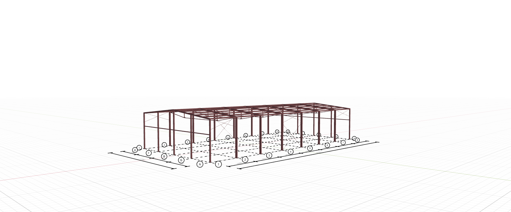 Каркас производственного здания с кран-балкой, 882 кв.м