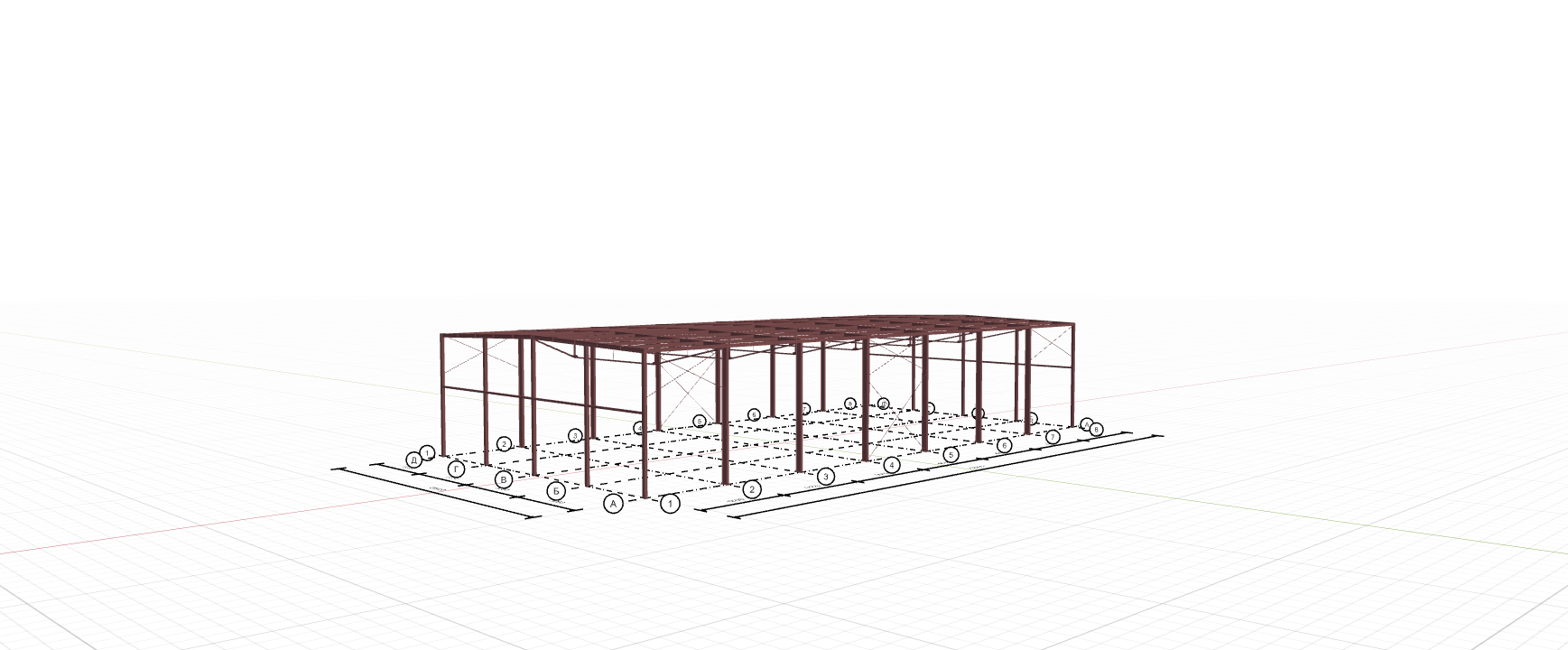 Каркас производственного здания с кран-балкой, 882 кв.м