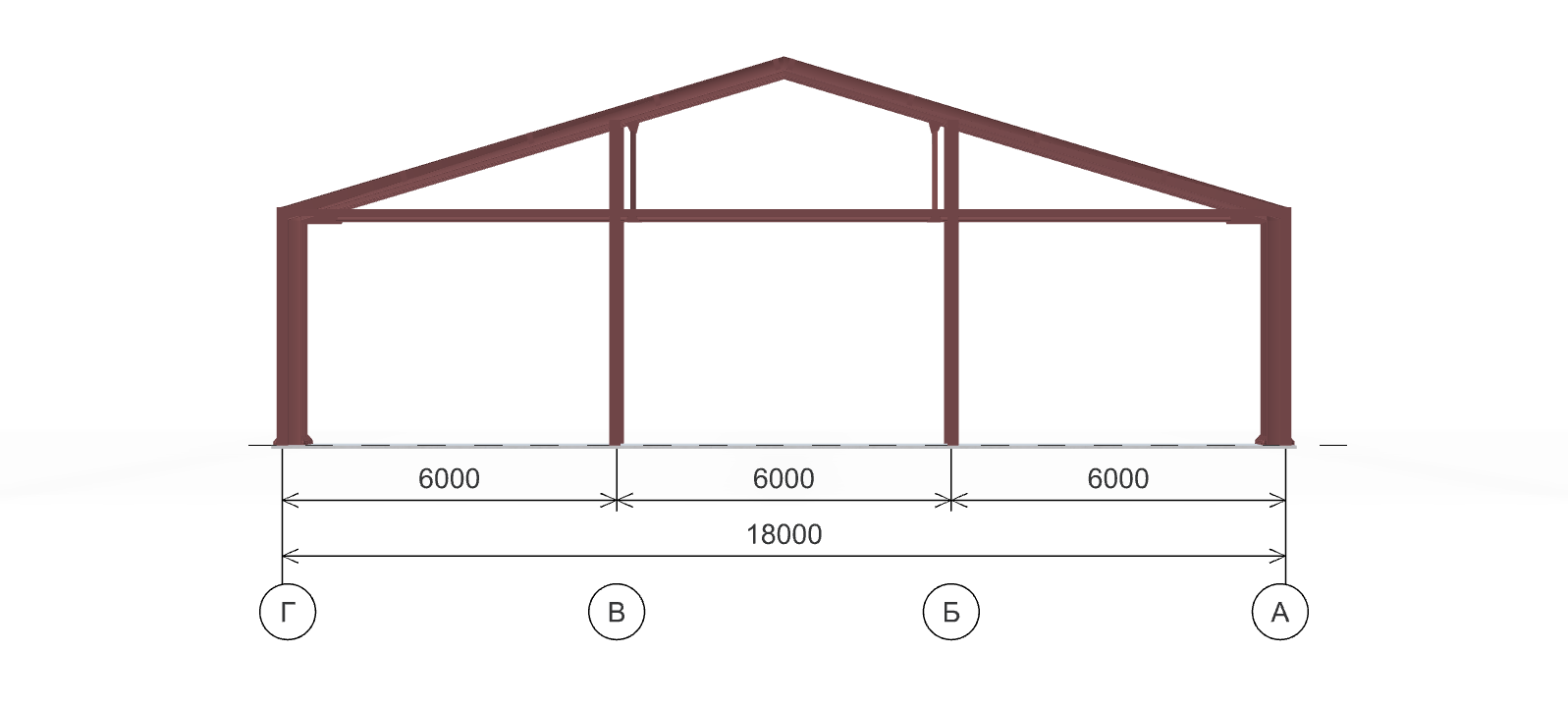 Каркас ангара для КРС, 540 кв.м