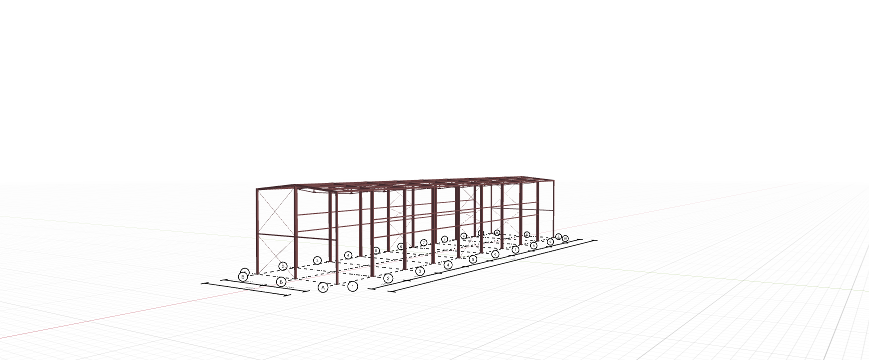 Каркас ангара для грузового транспорта, 648 кв.м