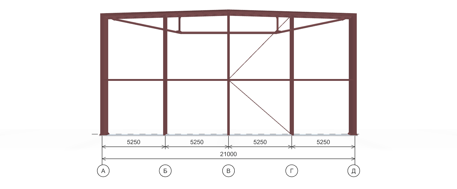 Каркас ангара для грузового транспорта, 1134 кв.м