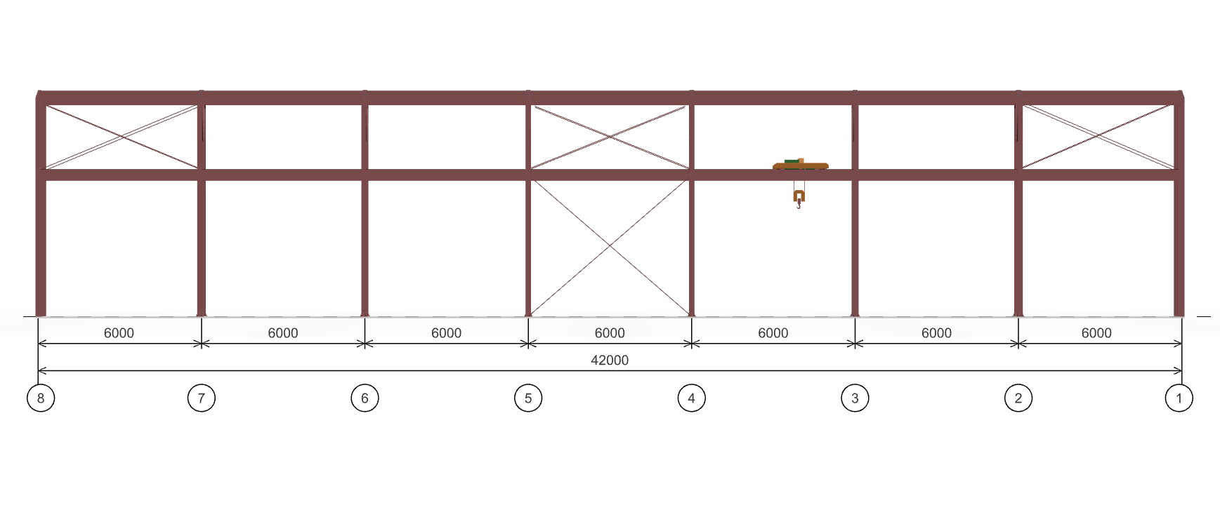 Каркас производственного здания с кран-балкой, 882 кв.м