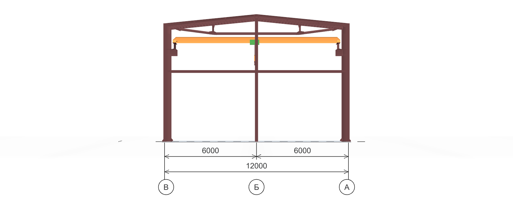 Каркас производственного здания с кран-балкой, 504 кв.м
